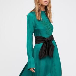 Free People Tunic Top New Day Boho Embroidered Mock Neck Long Sleeve Women's‎ M